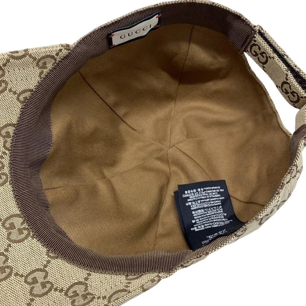 GUCCI GG Cream Dark Brown Gold Cotton Polyester - Hat 406-052025 - Picture 4 of 7